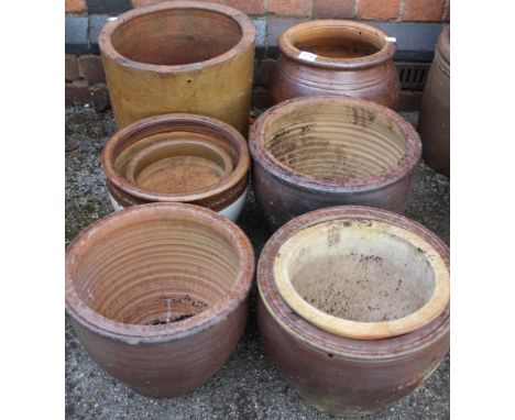 A glazed stoneware planter, together with other planters various (8)