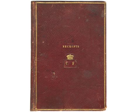 MANUSCRIPT RECIPE BOOK – MURRAY FAMILY OF SCOTLANDCulinary receipt book of Catherine Fincastle, bearing her ownership inscrip