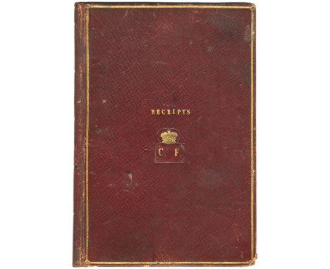 MANUSCRIPT RECIPE BOOK – MURRAY FAMILY OF SCOTLANDCulinary receipt book of Catherine Fincastle, bearing her ownership inscrip