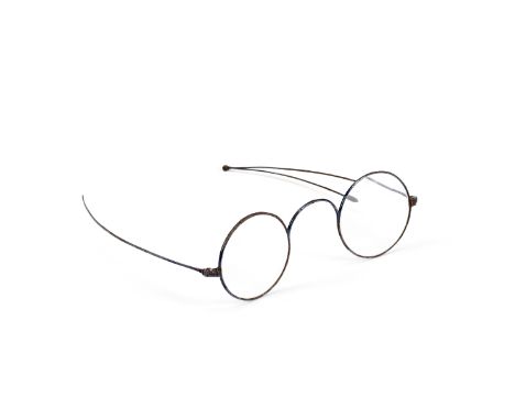WELLINGTON (ARTHUR WELLESLEY, FIRST DUKE OF)A pair of blued steel spectacles,  round lenses and thin folding wire sides with 