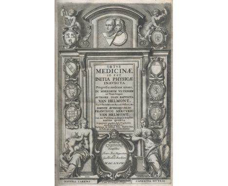 HELMONT (JAN BAPTIST VAN)Ortus medicinae,  fourth edition, half-title, engraved title, light browning and waterstaining, late