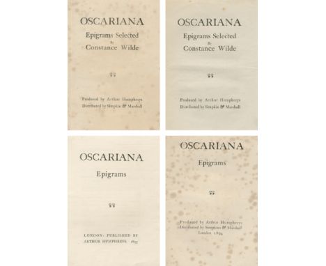 WILDE (OSCAR)Proof sheets from the estate of Arthur Lee Humphreys, manager of Hatchard's and intimate friend of Constance Wil