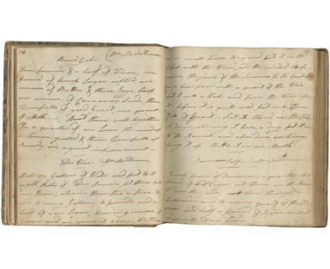 MANUSCRIPT RECIPE BOOK - LANCASHIRECulinary recipe book, bearing the ownership inscription and date 'H ffarington/ Shawe Hall