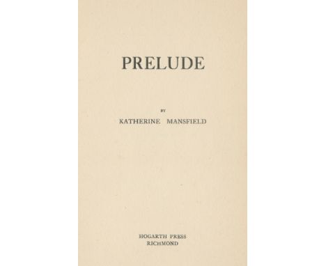 MANSFIELD (KATHERINE)Prelude, FIRST EDITION,  partially unopened, publisher's plain dark blue wrappers, yapp edges bumped and