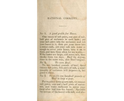 AMERICAN COOKERYThe Cook Not Mad, or Rational Cookery; Being a Collection of Original and Selected Receipts, Embracing not on