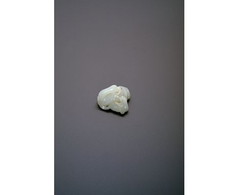 A CHINESE PALE CELADON JADE CARVING OF TWO GEESE QING DYNASTY The birds’ bodies facing away from one another with their heads