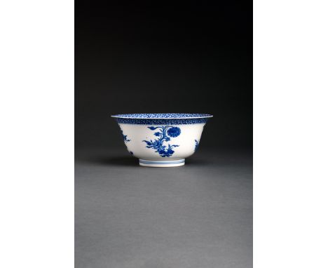 A CHINESE BLUE AND WHITE BOWL SIX CHARACTER KANGXI MARK AND OF THE PERIOD 1662-1722 Painted with lotus and chrysanthemum bene
