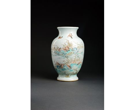 A CHINESE FAMILLE ROSE VASE LATE 18TH OR EARLY 19TH CENTURY Painted in pale tones with geese at the water’s edge, the neck an