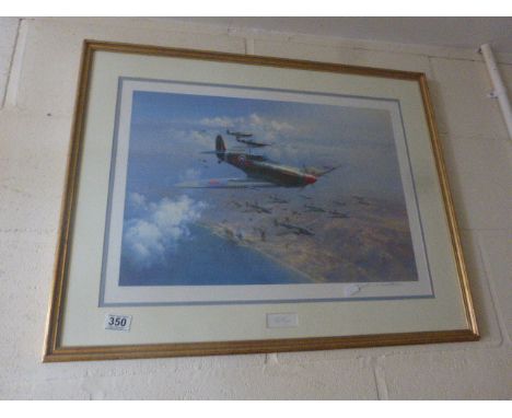 Large framed & glazed Spitfire print "Top Cover" by Frank Wootton signed by the artist