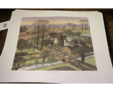 Large quantity of the same unframed print "Farmyard at Dusk" by Ronald Lampitt