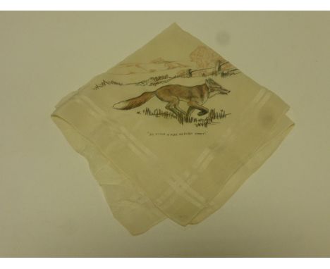 Vintage Scarf with Fox Hunting Design ' As stout a fox as ever stept! '
