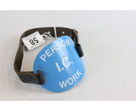 Enamel Railways ' Person in Charge ' Arm Plate with Leather Arm Belt