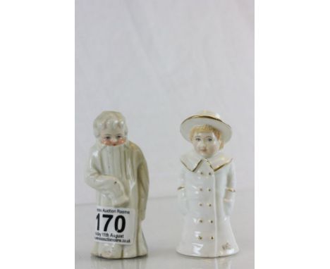 Victorian Candle Snuffer in the form of a Child in an Oversized Shirt together with a Royal Worcester ' Boy with Boater ' Can