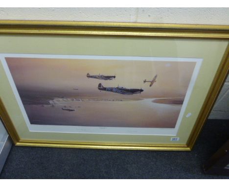 Large framed & glazed Spitfire print "Southern Patrol" by Philip West, signed by the artist