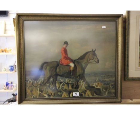 Framed & glazed print of a huntsman 