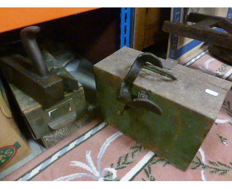Group of Tools including Boxed Wolf Rivet Gun, Vintage Plane, Filing Unit, Metal Box, etc