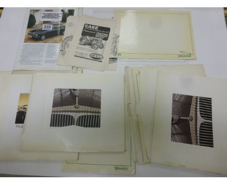 Group of Vintage Brochures of luxury Cars including Jaguar and Daimler plus some relating to Tractors