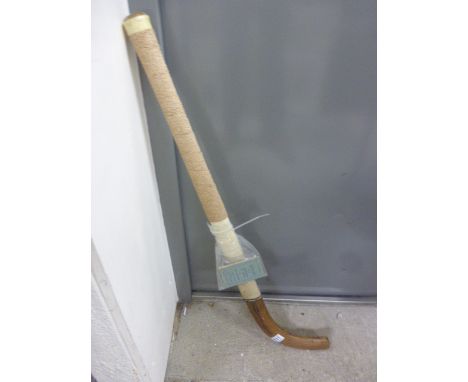 Vintage Hockey stick by Hazell's Ltd London with notebook of rules