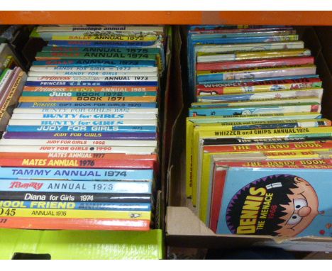 Three boxes of vintage Children's books to include; Beano, Dandy, Whizzer & Chips