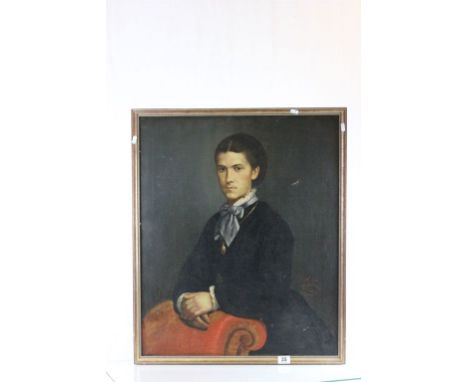 A JOVANI - 19th century Portrait of a Girl, Oil on Canvas, signed and dated 1877
