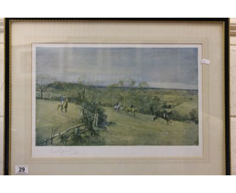 Lionel Edwards Signed Print of  ' The Dauntsey Vale Hunt ', framed and glazed and signed in pencil to the margin