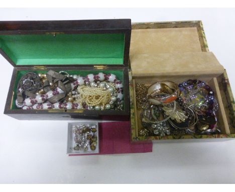 Two boxes of vintage costume jewellery