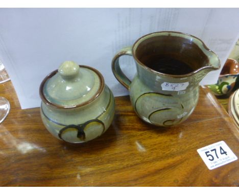 Margaret Leach Studio Pottery Jug and Preserve Pot with Lid