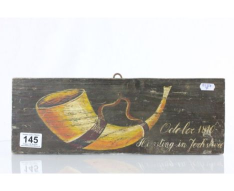 Carved Wooden Painted Plaque Oct 1810 Hunting in Yorkshire