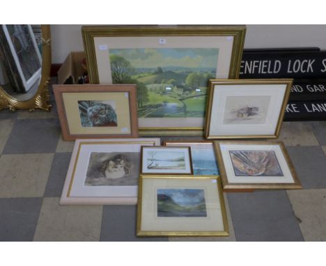 A Gill Evans limited edition print, watercolour and other prints
