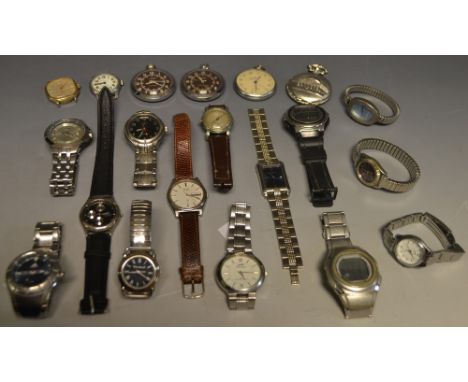 Wristwatches and fob watches including Ruhla, Slazenger, Seiko, Casio, President, etc 
