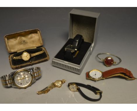Watches - a lady's Rone watch, 9ct gold Dennison case, later expanding metal strap, boxed; a lady's watch the bracelet strap 
