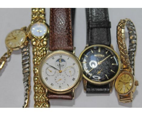 A group of five wristwatches including a ladies Omega Geneve, a vintage 1960s gents Roamer, Accurist and Sekonda quartz etc. 