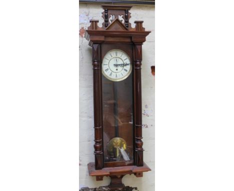 A late 19th century Vienna wall clock, the dial signed 'Walker Orrell', single spring driven movement, enamel dial with secon