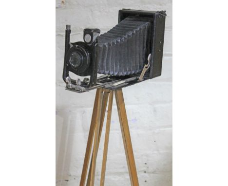 A 'Cameo' plate camera on wooden tripod.  