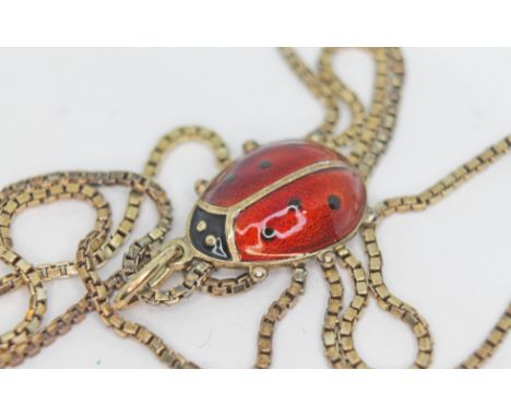 A vintage Scandinavian silver gilt and enamel pendant formed as a lady bug by David Anderson, Norway, marked 'D.A Norway Ster