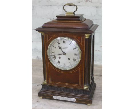 An early 20th century inlaid mahogany bracket clock, the steel dial with Roman Numerals signed 'Morath Bros. Liverpool, diam.