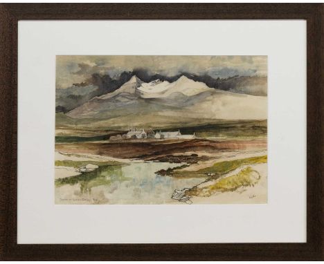 * GORDON HOPE WYLLIE RSW (SCOTTISH 1930 - 2005), SLIGACHAN AND SGURR NAN GILLEAN, SKYE watercolour on paper, signed and title