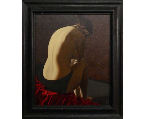 * DYLAN LISLE (SCOTTISH b. 1978) LAMP LIGHT oil on canvas, monogrammed and dated '05, titled versoframedimage size 60cm x 49c