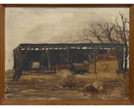 * HAMISH MACDONALD DA PAI (SCOTTISH 1935 - 2008), OLD SHED oil on board, signed, titled versoframedimage size 46cm x 61cm, ov