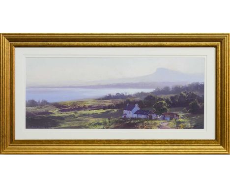 ROBERT SIMPSON (AUSTRALIAN b. 1955), MORNING LIGHT, ARISAIG oil on board, signed, titled verso mounted, framed and under glas