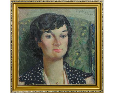 * WILLIAM CROSBIE RSA RGI (SCOTTISH 1915 - 1999), PORTRAIT OF BARBARA oil on canvas, signed and dated LXXX, inscribed versofr