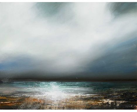 * DARREN SCOTT, EDGE OF LIGHT oil on board, signed, titled and dated 2024 versounframedoverall size 41cm x 51cm
