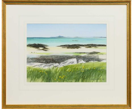 * JIM NICHOLSON (BRITISH 1924 - 1996), BENBECULA watercolour on paper, signed and dated 1996, titled versomounted, framed and