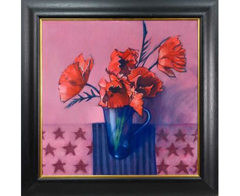 * ALEXANDER ROBB (SCOTTISH b. 1950), POPPIES pastel on paper, initialled, titled versoframed and under glassimage size 80cm x