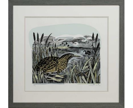 * ANGELA HARDING (BRITISH b. 1960), BIRD AND DRAGONFLY limited edition linocut and silkscreen print on paper, signed and numb