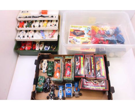 A large collection of Scalextric, to include approx 35 cars, handsets, lap counters, and others. Cars include a boxed the pow
