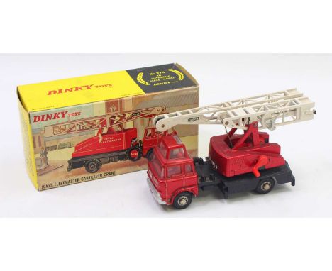 Dinky Toys No. 970 Jones Fleetmaster cantilever crane, comprising metallic red and gloss black body with red interior and whi