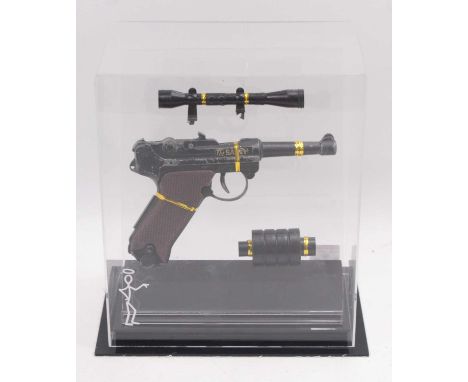 Lone Star Products, The Saint 100 Shot Repeater Luger Pistol, with Sight and Silencer attachment, housed in a Saint Themed Pe