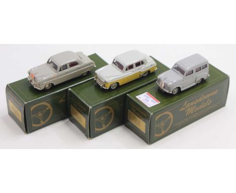 A collection of three Lansdowne Models all 1/43 scale to include LDM10 Hillman Minx titled The Gay Look, LDM18 1955 Austin A3