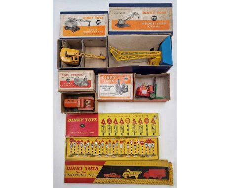 Dinky Toys collection of mostly construction diecasts and accessories to include; No.752 Goods Yard Crane, No.571 Coles Mobil